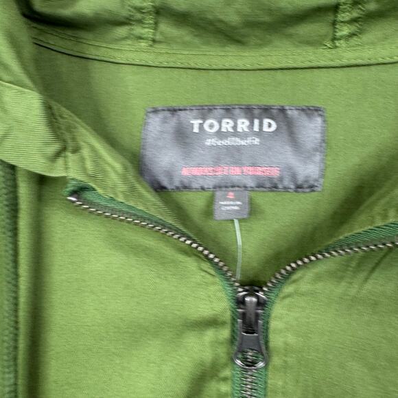 Torrid Green Twill Dolman Zip-Front Anorak Jacket Plus Lightweight Size 4 NWT - Picture 4 of 8